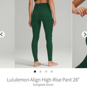 Lululemon align pant 4 everglade green 26” guc
